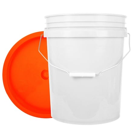 Bucket, 12 In H, White And Orange
